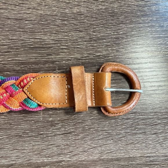 Vintage Women’s Colorful Guatemala Braided Leather Belt Size 32 main image 8
